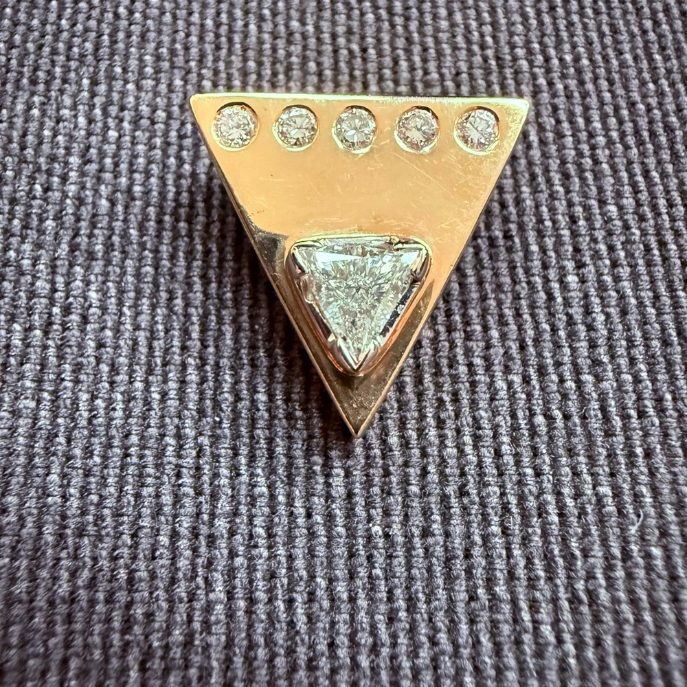 Gorgeous 14k Handmade Gold Triangular Slide with Diamonds